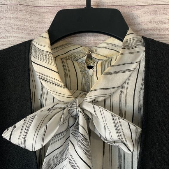 Vintage Ms. Sugar Striped Midi Dress Outfit with Vest and Tie Neck - Picture 16 of 16